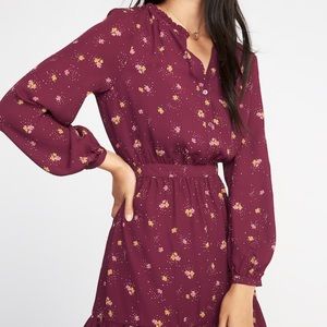 Old Navy purple floral ditsy waist def. dress MP